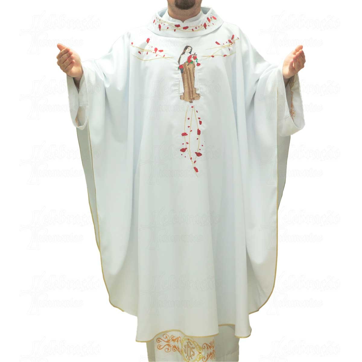 Casula oxford bordado de Santa Terezinha do Menino Jesus em Y na peça